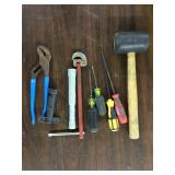 Rubber Mallet, Channel Locks, Various Hand Tools