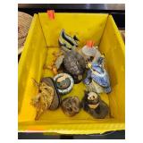 Figurines Wood & Glass, Hippo, Bear, Turtle, Birds