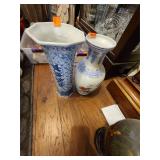 Glass Vases x2, Lacquer Vase