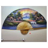 Decorative Fan Depicting Village