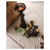 Vases x2 Brass, Bear, Candle Holder, Tin Box