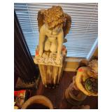 Cherub On Plaster Pedestal 43'x11' Damaged
