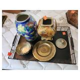 Wire Tray, Vases x2, Rodgers Silver Plate Bowl