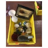 Cast Iron Frog, Metal Art, Bird Art, Bud Vase x2