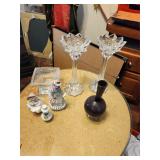 Contents Of Shelf, Cut Glass Vases, Candy Dish