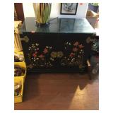 Vintage Black Lacquer Chinoiserie Cabinet
