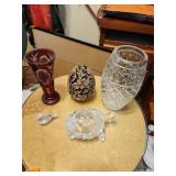Contents Of Shelf, Cut Glass Vases, Glass Art