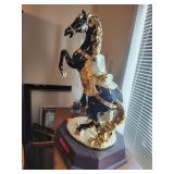 Decorative Art Horse Statue Plaster On Wood Base