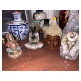 Statues x4 Plaster & Resin Depicting Egyptian Art