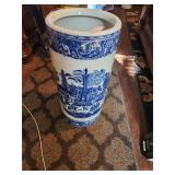 Blue & White Ceramic Umbrella Stand 18'x8' Dia.