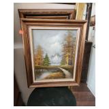 Framed Art Oil On Canvas By Johm 26'x22'