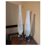 Glass Vases x2, 1 Damaged