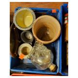 Glass Skull Bottle, Marble Mortars x2, Flower Pots