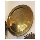 Brass Tray Featuring Decorative Scenes 30' Dia.