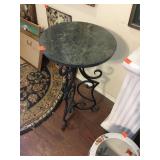 Side Table Metal With Marble Top Wrought Iron