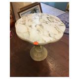 Vintage Side Table With Round Marble Top