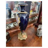 Porcelain Vase With Brass Base 13'x5'