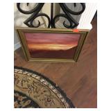 Framed Artwork Depicting Sunset 16.5'x13.5'