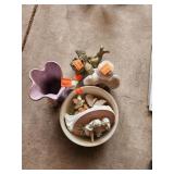 Ceramic Figurines, Angels, Bowl, Vase, Damaged