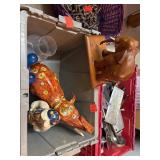 Elephant Figurines, Wood, Ceramic