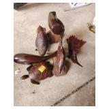 Wooden Figurines, Turtle, Fish, Buffalo, Damaged