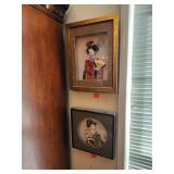 Vintage Shadow Box Art Japanese 3D Geisha x2