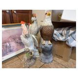 Figurines Resin & Plaster Cockatiels x2 & Eagle