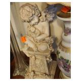Cherub Statue Plaster, Glass Vase, Glass Base Lamp
