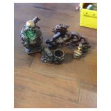 Red Dragon Figurines x2 & Buddha Figurine
