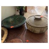 Ceramic Pot With Lid, Plaster Bowl With Tile Inlay