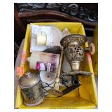 Candles, Brass Candle Holders, Bud Vase