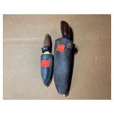 Knives x2 In Leather Holders