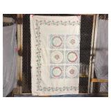 Embroidered Quilt Top, Flower Pattern