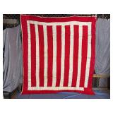 Hand Stitched Quilt Red & White Satin Fabric