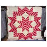 Vintage Texas Star Quilt Handstiched 90' x 88'