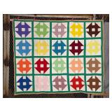Handstiched Quilt Geometric Design 62' x 76'