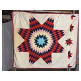 Vintage Lone Star Hand Stitched Quilt 86' x 70'