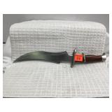 Fixed Blade Bowie Knife with Wood Handle, 9.5'