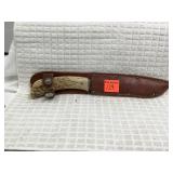Vintage Knife with Deer Antler Handle, 6'