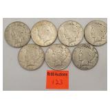 7 1922 silver peace dollars