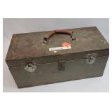 toolbox with over 17 rolls of copper pennies