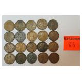20 early wheat pennies