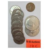 1922D penny and $3 in bicenntenial change