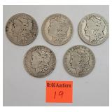 5 Morgan silver dollars