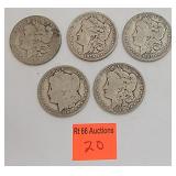 5 Morgan silver dollars