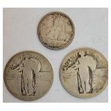 2 Silver quarters, 1 Silver Canadian dime