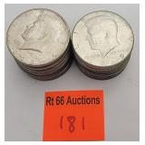 19 Kennedy silver half dollars: 1966-1969