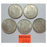 5 1921 silver peace dollars