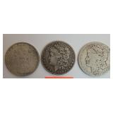 Morgan silver dollars  3 Coins
