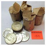 91 Kennedy silver half dollars 1965-1969
